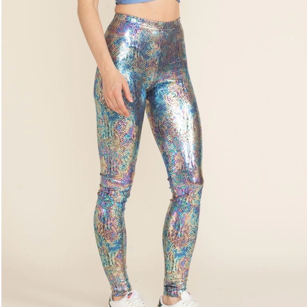 SpiritHoods Metallic Holographic Snakeskin Leggings